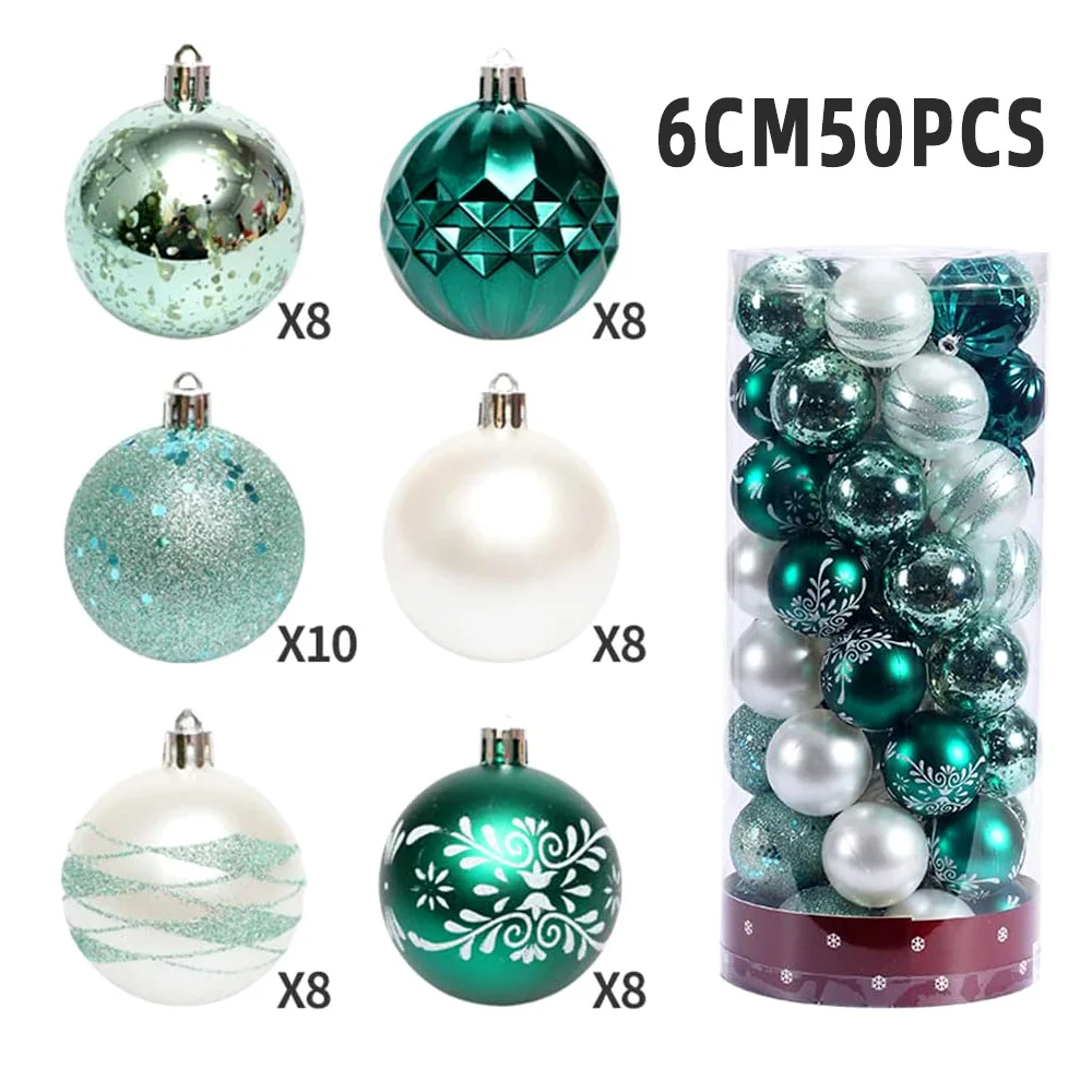 

6cm 50pcs Mixed Style Christmas Balls Ornaments Hanging Colorful Lantern Xmas Tree Home Party Decoration Drop Balls Christmas