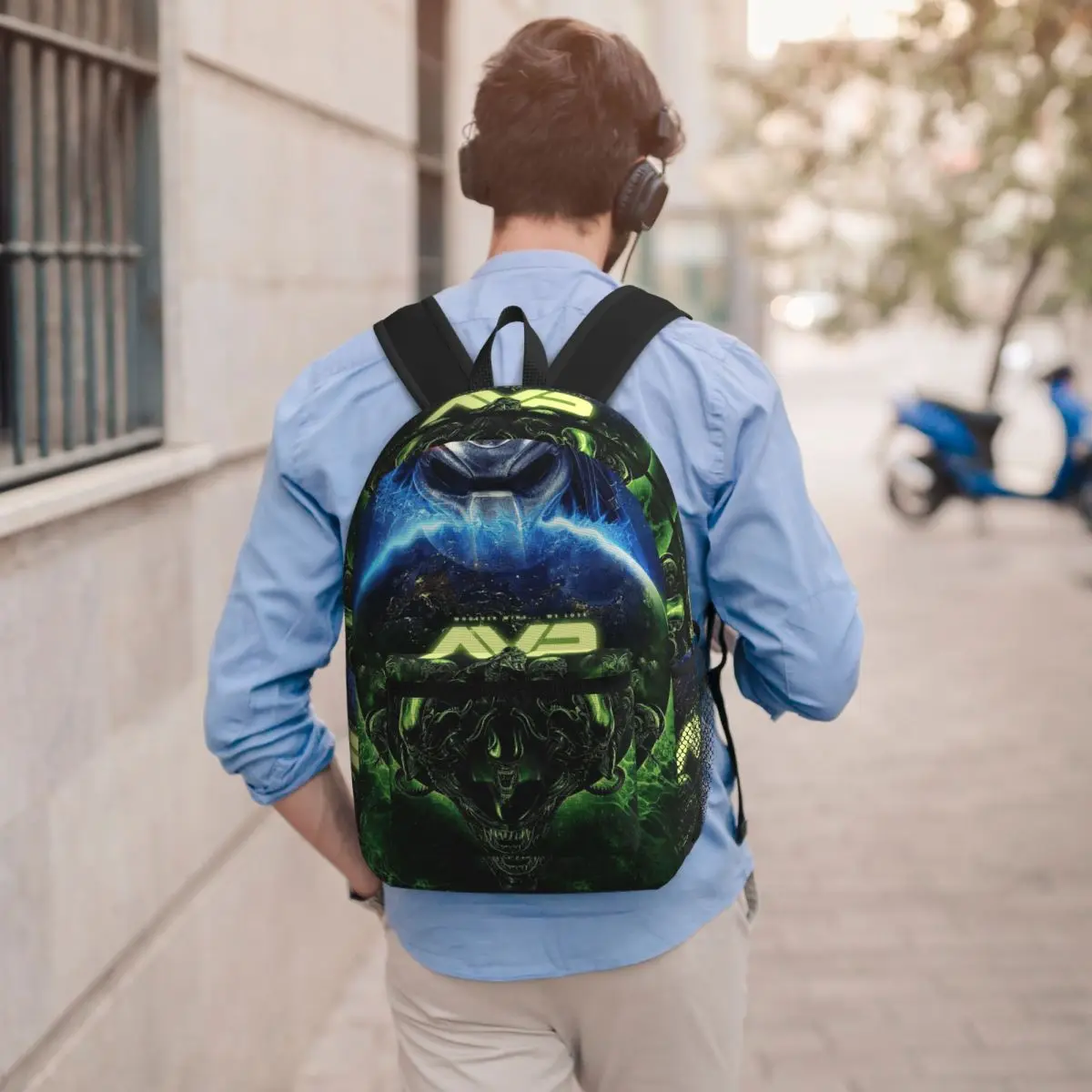 Alien Vs Predator Horror Science Fiction Comics Backpack Student BookBag Kids School Bag Computer Shoulder Bags for Men Women