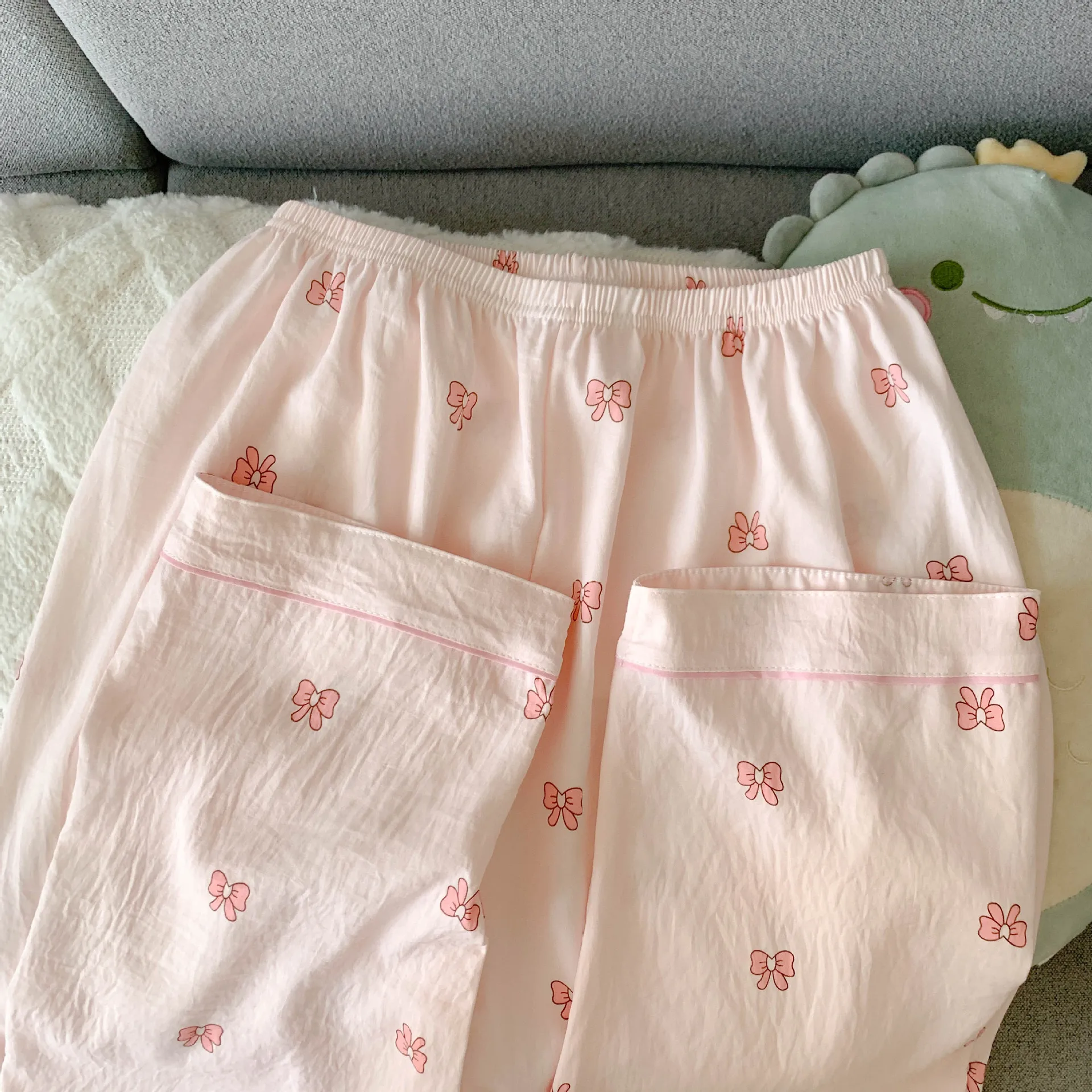Neu eingetroffen im Frühling/Herbst: Langarm-Pyjama-Set aus Baumwolle mit Wolkenmuster für Damen. Entzückende Nachtwäsche im herzförmigen Stil, Homewear Se – Detail 13