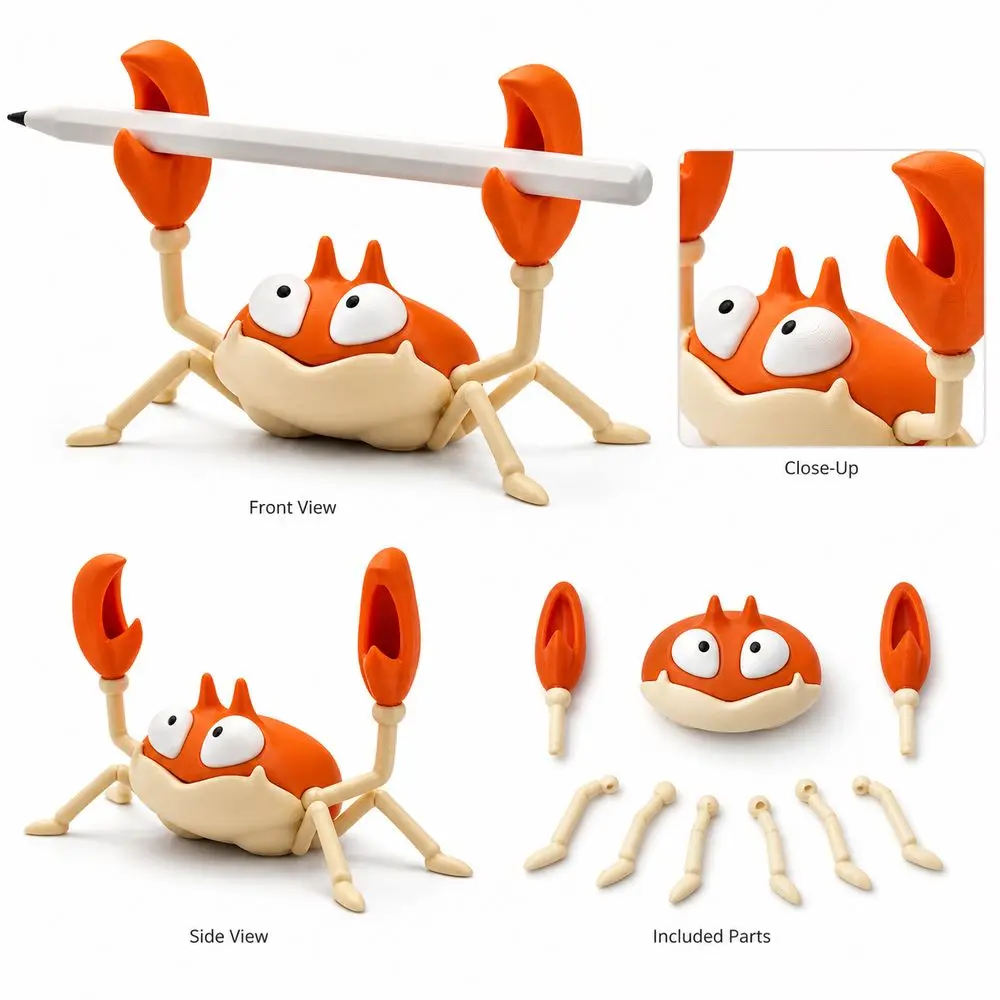 New PLA Crab Pen Holder Crab Shape Weightlifting Crab Pen Stand Creative Style Novelty Desk Organizer Home Display