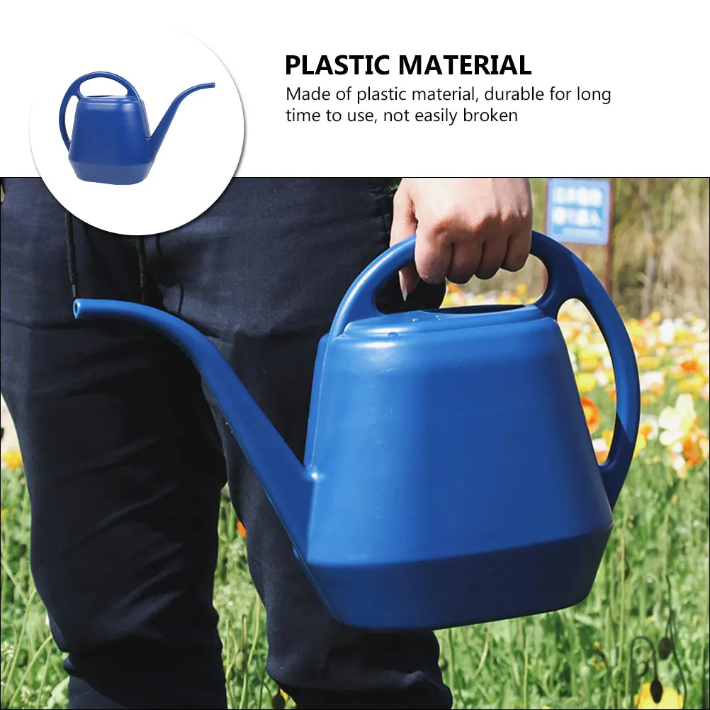 

4L Large Capacity Watering Can Durable Plastic Long Nozzle Garden Sprayer Outdoor Plant Waterer Blue Color Flower Pot