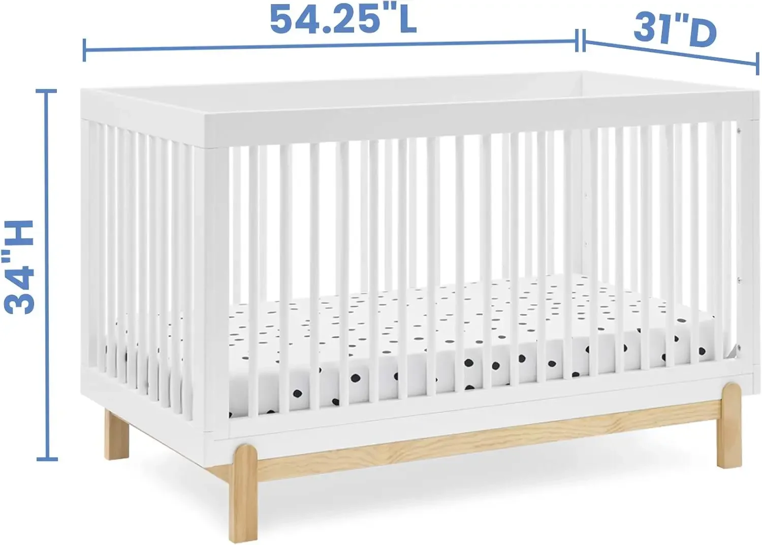 Delta Children Poppy 4-in-1 Convertible Crib, Bianca White/Natural