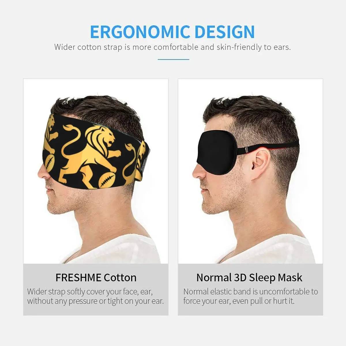 Brisbane Lions sleep eye mask Light Blocking Portable Eye Cover for Girls Boys Home Sleeping Party Gift Eyeshade eyepatch view 5