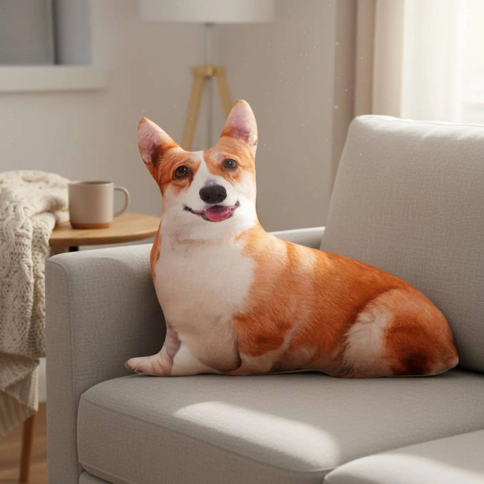 Realistic Dog Soft Toy Zippered Cover Three-Dimensional Dog Pillow Novelty Creature Pillow Easy to Clean House Decoration