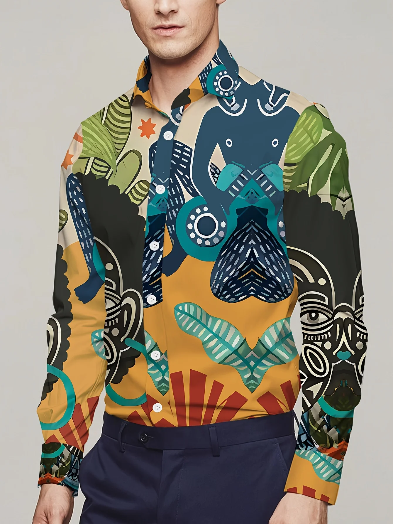 Men's spring and autumn casual long-sleeved shirts are handsome, fashionable and versatile
