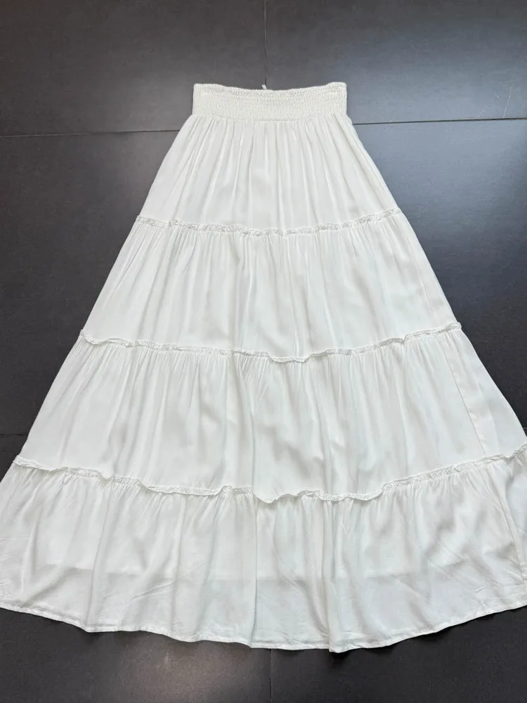 

Comfortable A-Line White f Skirt Cotton Long Dr for Date Autumn New Sle High Waist Gored Skirt Ladies Casual Sle