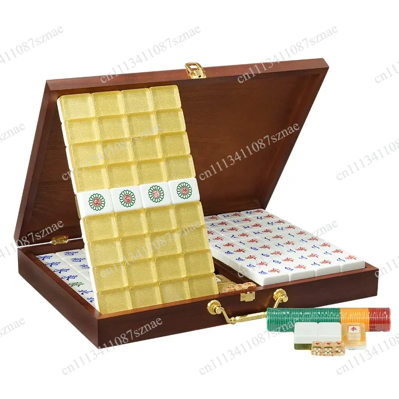 Lightweight Folding Solid Wood Mahjong Table, Portable Household Game Desk for Home Entertainment and Travel