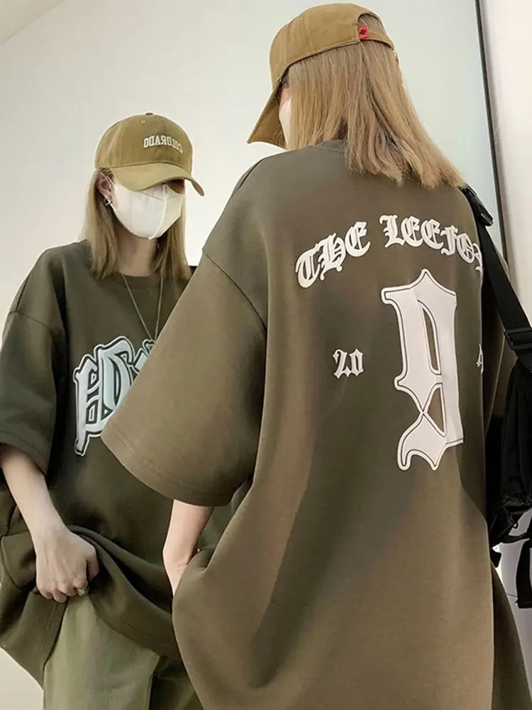 

Korean version of high street niche trendy brand letter pattern short-sleeved T-shirt fashion trend oversize loose couple top