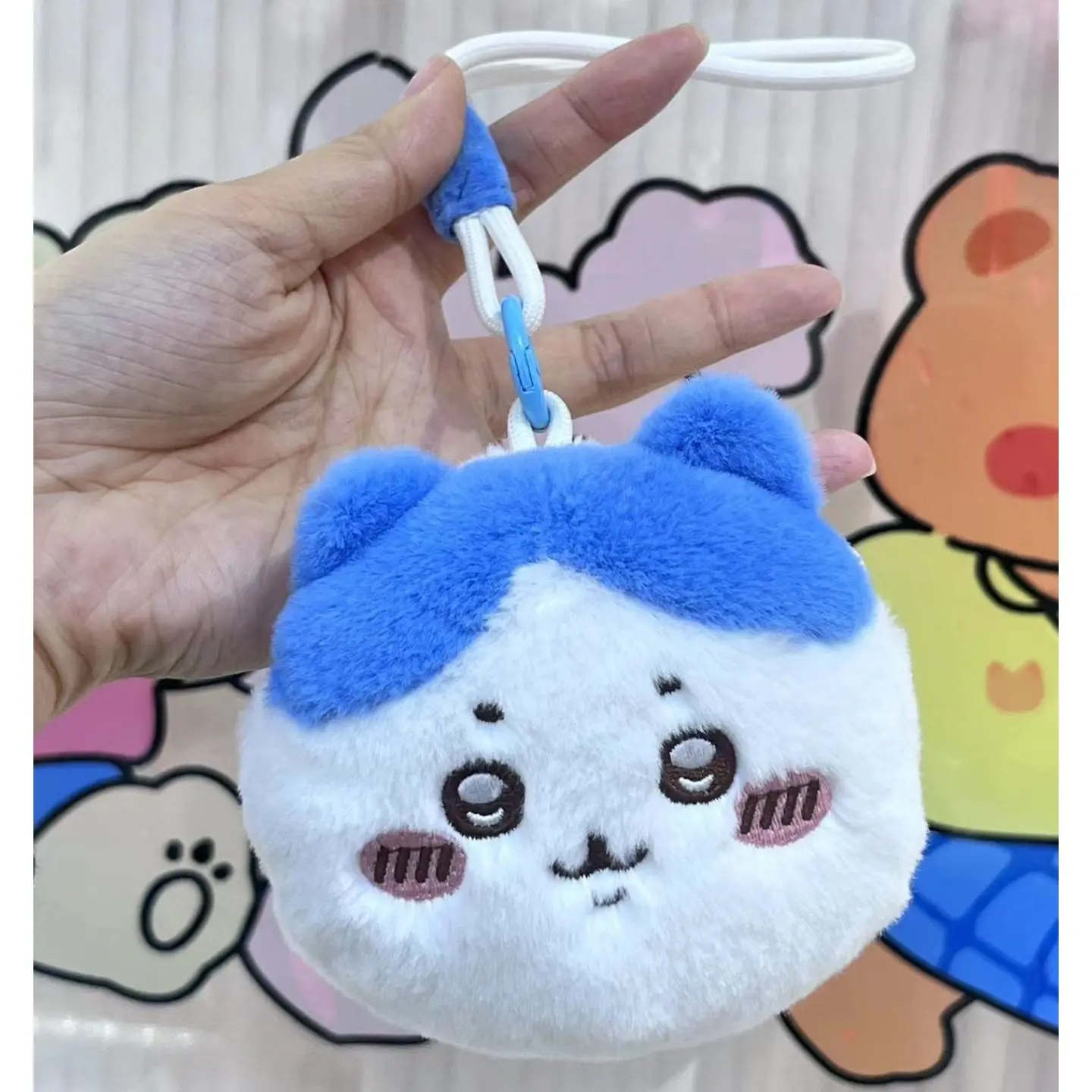 Bolsa de Peluche Kawaii Chiikawa, Diseño Lindo de Hachiware Usagi, Suave y Esponjosa, para Auriculares y Monedas, con Cordón, para Estudiantes y Uso Diario