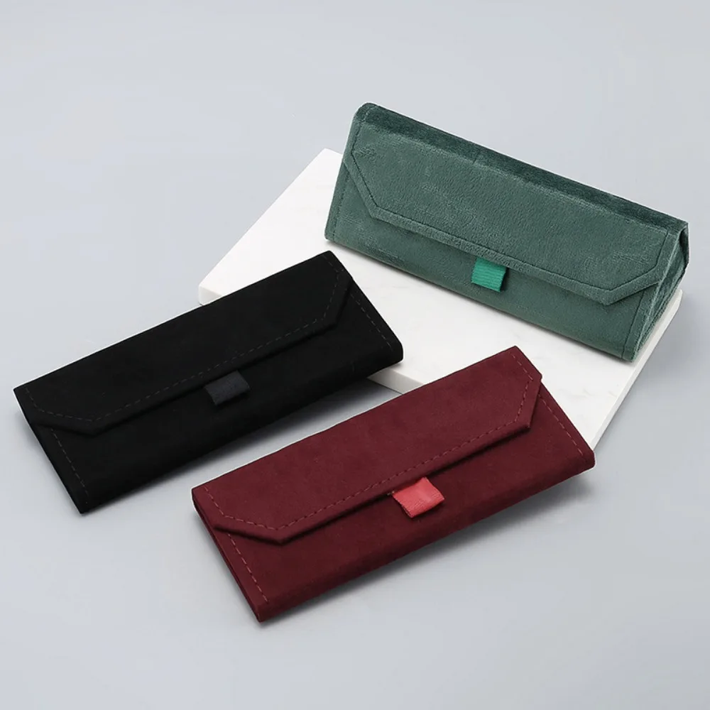 New Velvet Triangle Folding Glasses Case Sunglasses Reading Container Box Men Women Travel Protable Fashion Eyewear Accessories