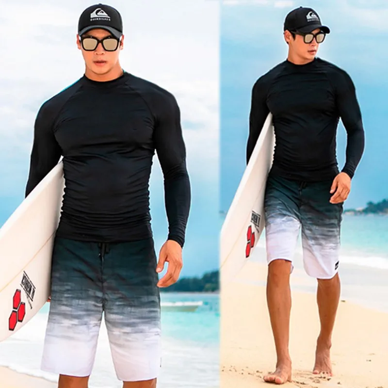 SAILBEE Rashguard Men Long Sleeve Swimsuit Mens Swim Rash Guard Quick Dry Surf Driving T Shirt For Swimming Clothes Lycra
