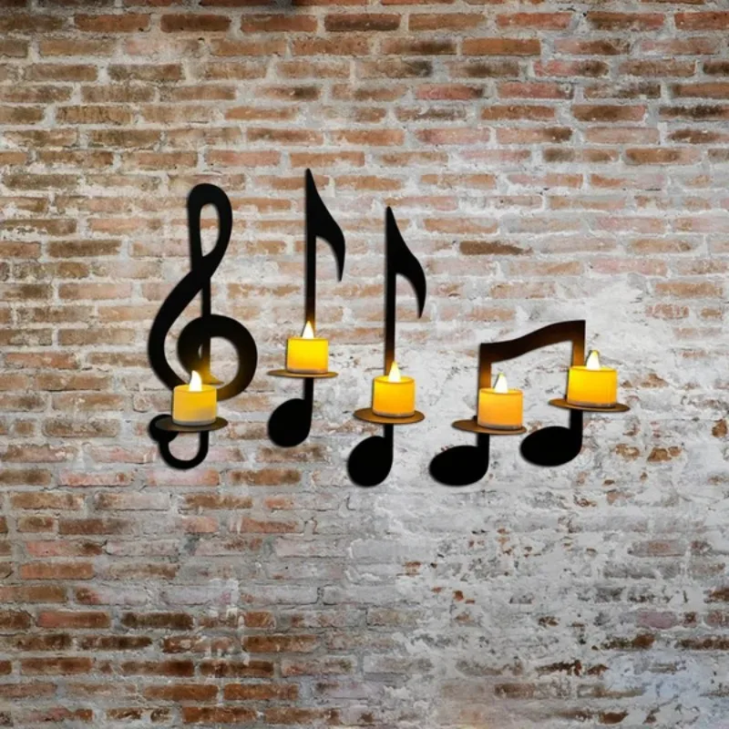 Imagem -03 - Black Music Note Wall Decoration Metal Walllight sem Velas Decorações de Natal Presentes de Aniversário Novo Pcs