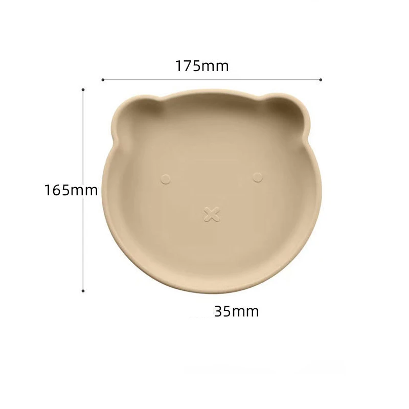 Children\'s Silicone Meal Plate Food Grade Baby Bear Cartoon Cute Baby Silicone Meal Plate Integrated Suction Cup Bowl