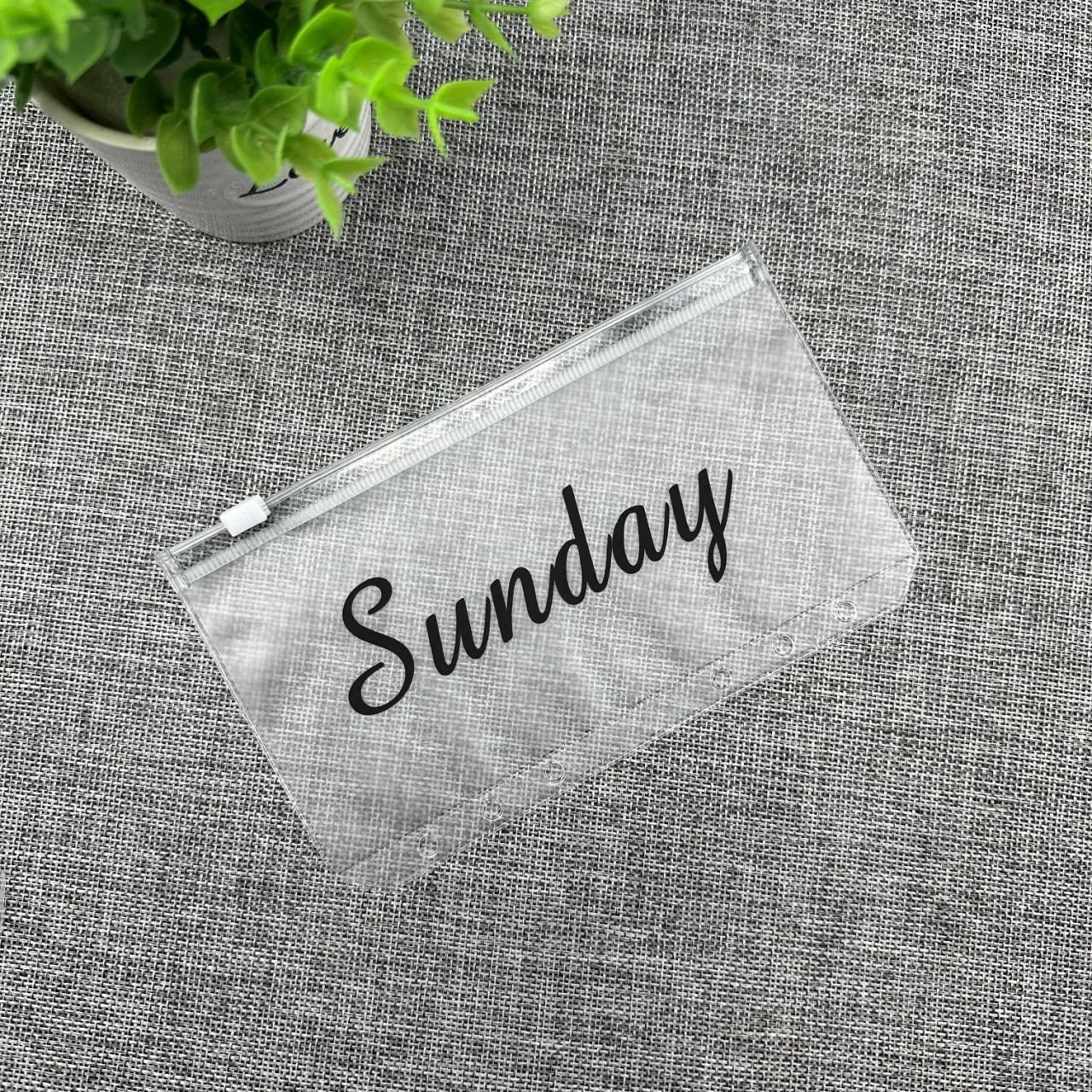 7PCS A6 Binder Pockets with Zipper Bag Soft PVC, Notebook Loose-Leaf Zipper Folder, Monday to Sunday Classification