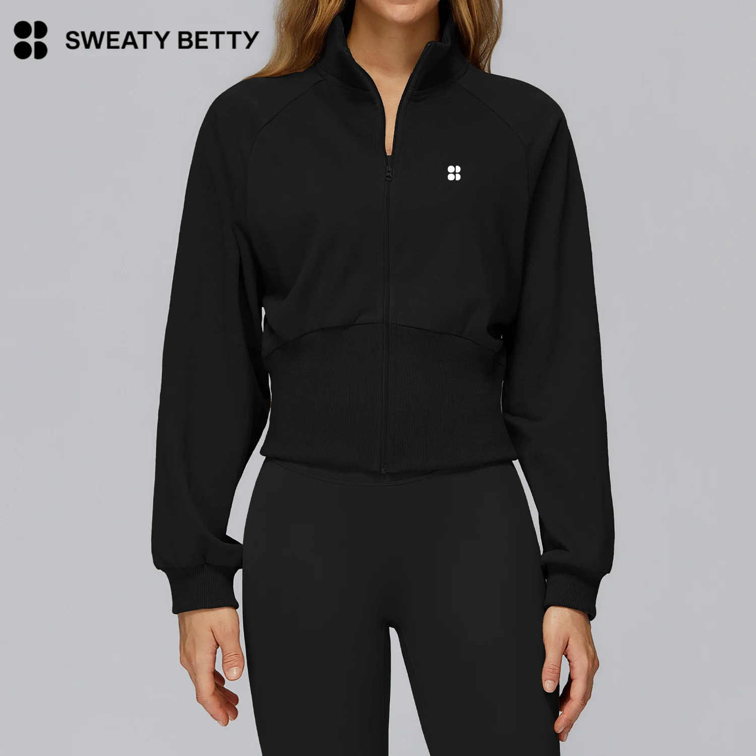 

Sweaty Betty брендовая женская толстовка с капюшоном-стойкой, ветрозащитная теплая толстовка на молнии, универсальная свободная спортивная куртка для бега на открытом воздухе