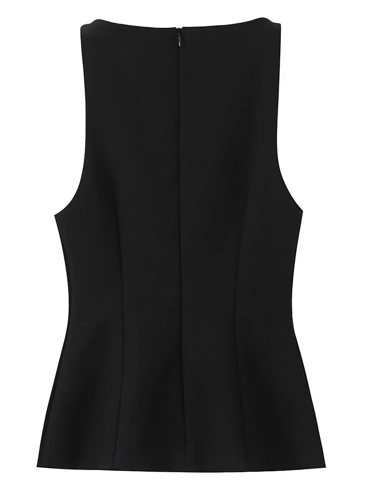 سترة نسائية 2025 سترة نسائية خريفية جديدة على الموضة بسحاب بدون أكمام لتزيين المجوهرات سترة نسائية أنيقة عالية الشارع