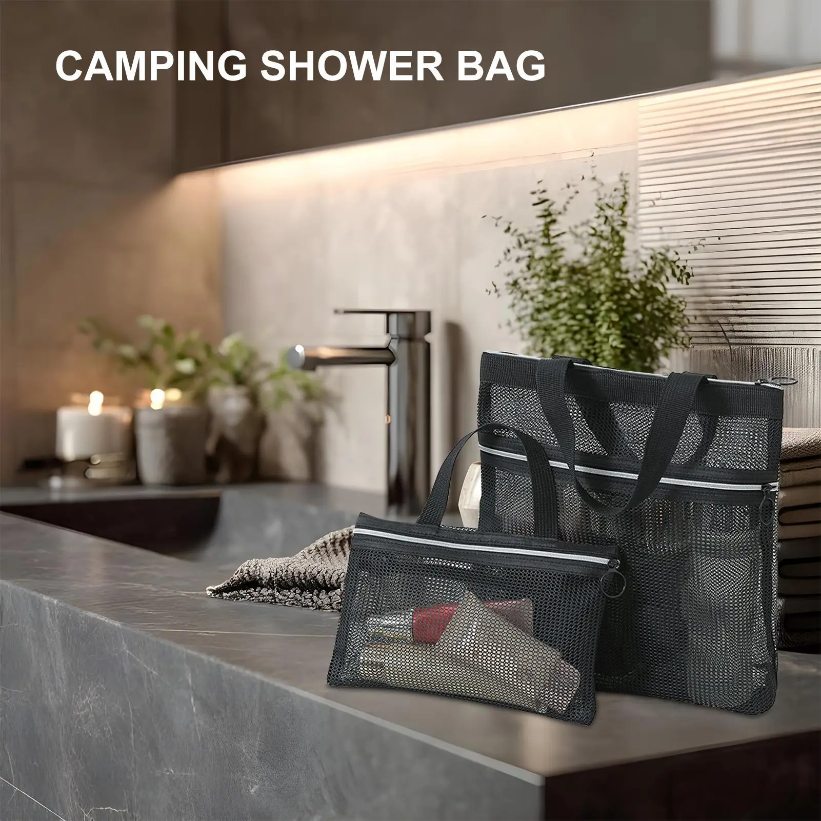 

Портативная косметичка-органайзер на молнии с сетчатыми карманами для шампуня, косметики, солнцезащитного крема, макияжа, для общежития, путешествий, колледжа, пляжа