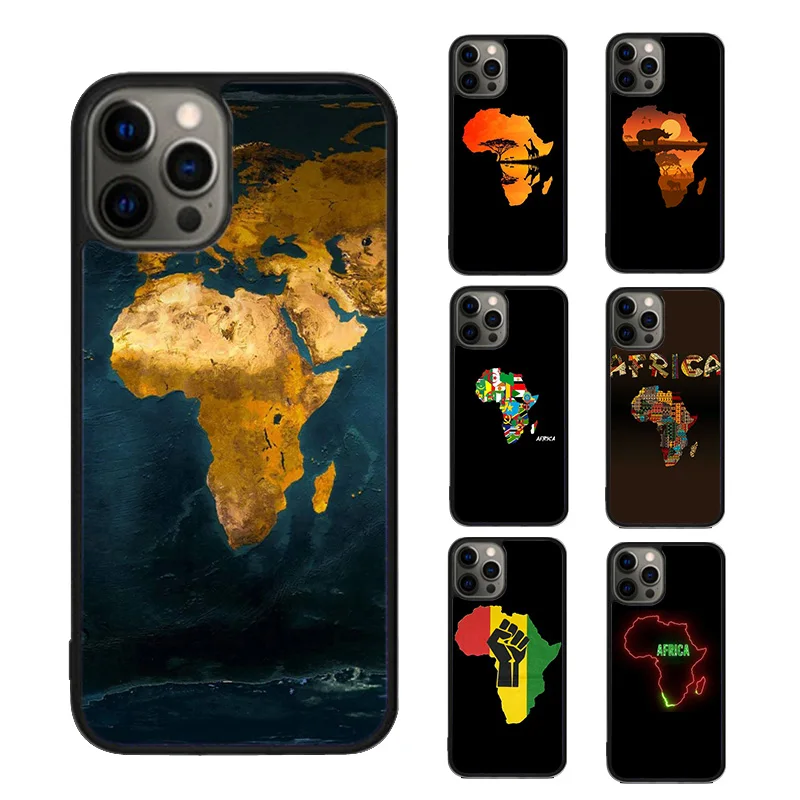 

Africa Map Geography Phone Case cover For iPhone 17 Air 15 16 16e 14 13 Pro Max Coque 12 11 Pro Max For Apple PLUS fundas