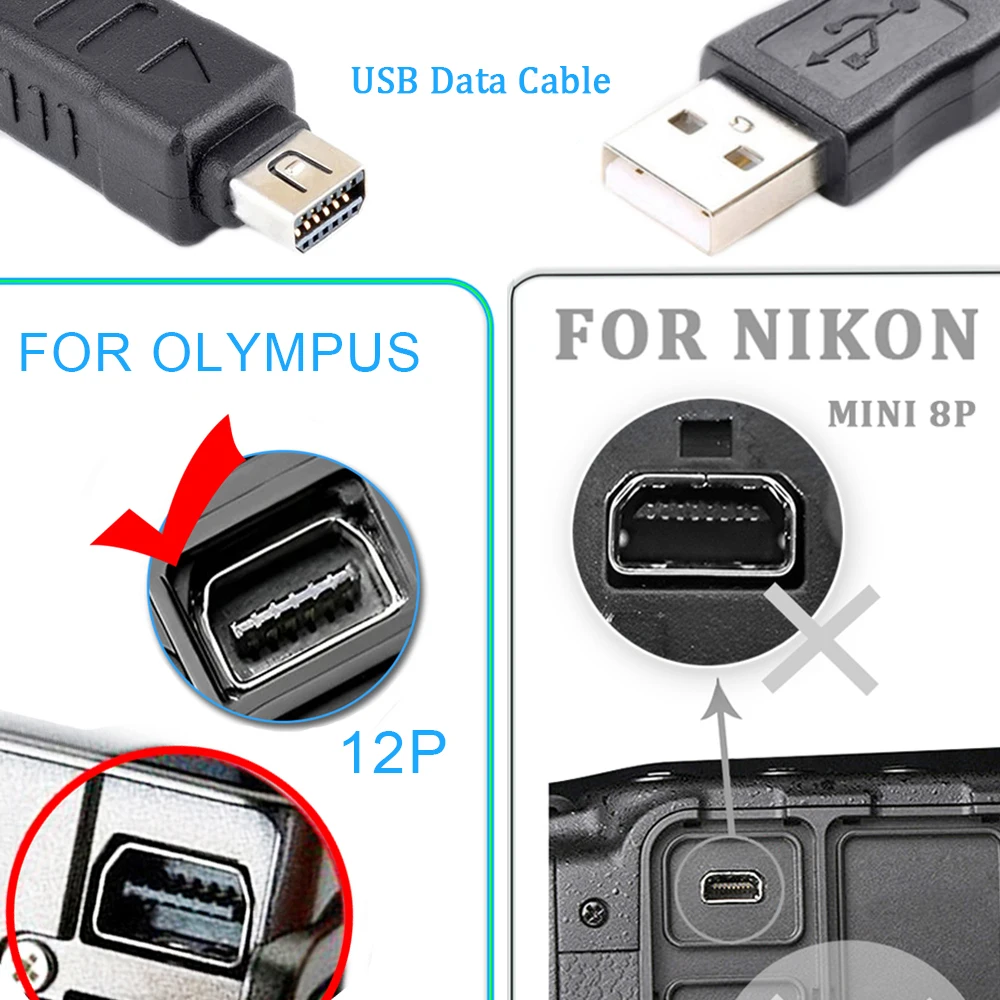 For Olympus Camera USB Data Cord CB-USB6 12Pin Cable E-PL3 E450 E400  SZ-14 U1070 SZ-31MR OM-D E-M5 TG-1 Tough3000 Camera Cable