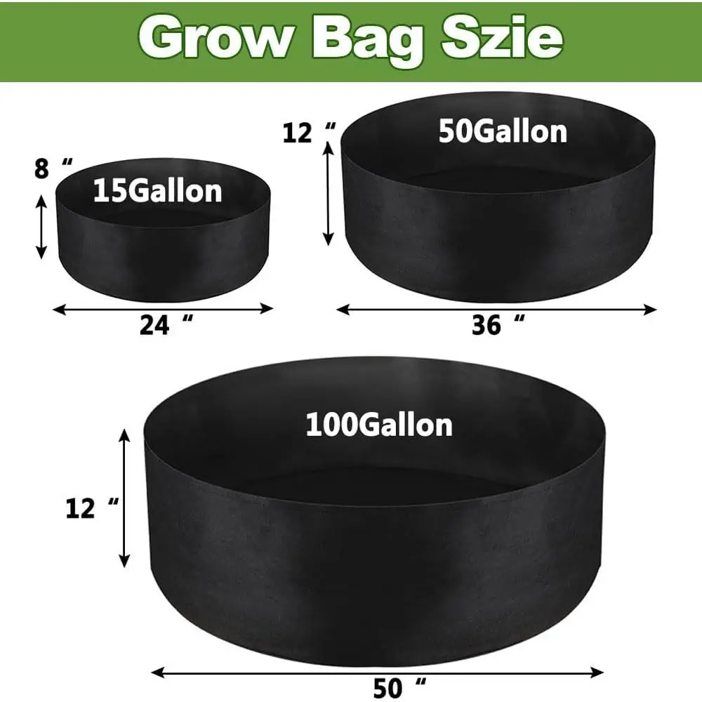 2-Pack 15 Gallon Grow Bag, Heavy Duty Thickened Fabric Pots Round Raised Garden Bed Planter for Planting Herbs, Vegetables, Pota