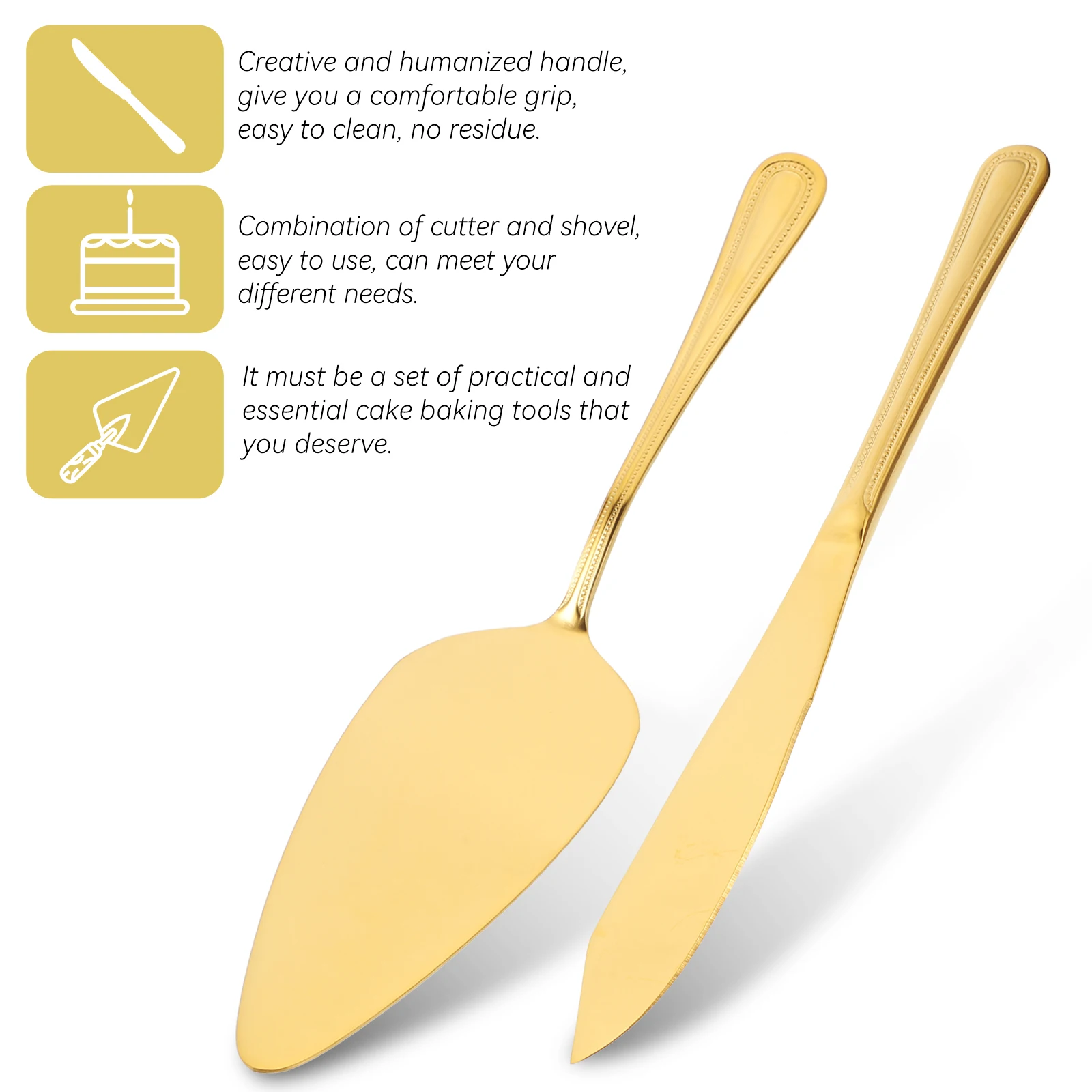 

1 set Cake Knife Set Stainless Steel Banquet Portable Baking Supplies Cake Spatula Divider Tool for Wedding Home