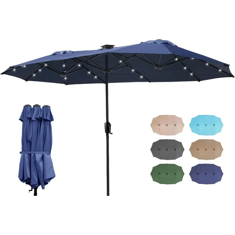 

13ft Patio Umbrella with 36 LED Solar Lights Double Sided Outdoor Umbrella for Patio Table Umbrella with Solar lights for Garde