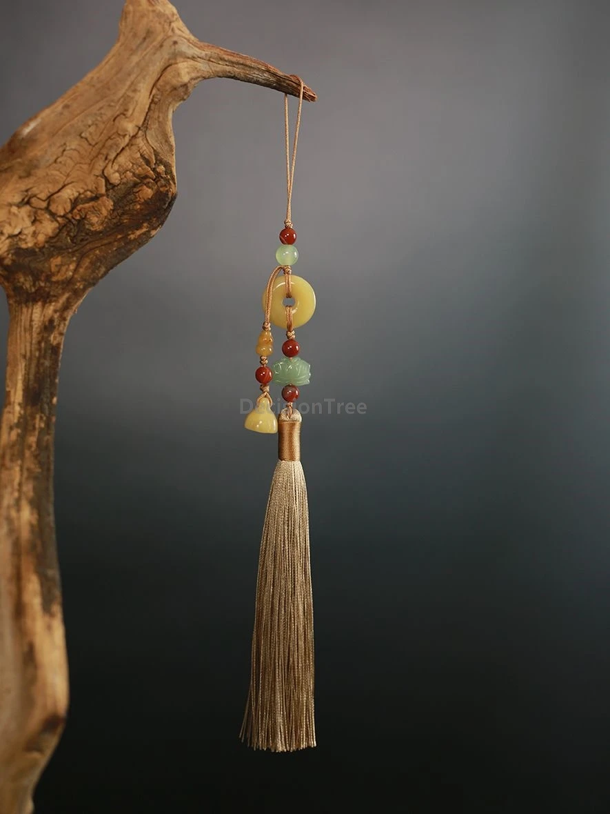 

Кулон Cheongsam в китайском стиле 2025 года, ретро-вентилятор с кисточками, подвесной кулон, древний традиционный элегантный аксессуар для запретного шага, ханьфу