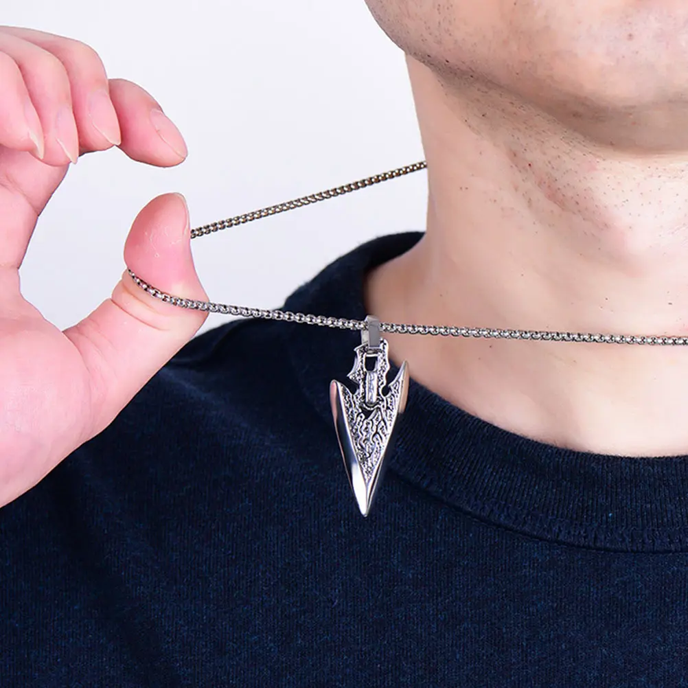 

Titanium Steel Shaped Pendant Necklace Creative Necklace Durable Punk Style Birthday Gift Creative Design Male Chain