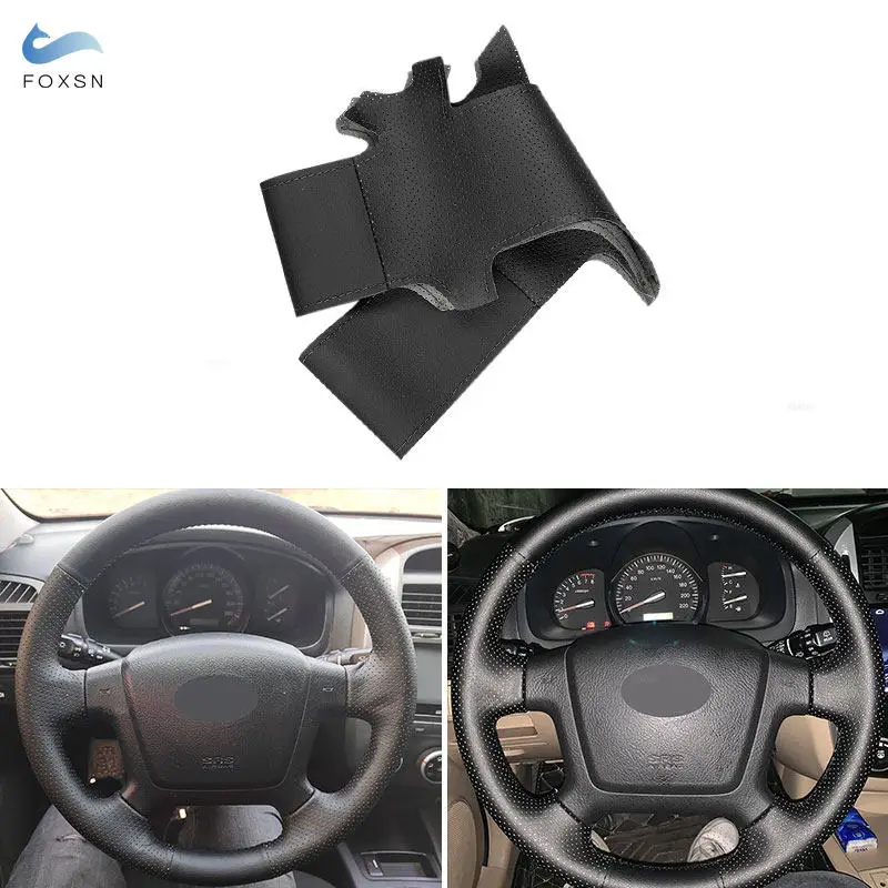 Für Kia Cerato 2005-2011 2012 Für alte Kia Ceed Handgenähte Auto-Innen-Lenkradabdeckung Leder Innenzubehör Schwarz