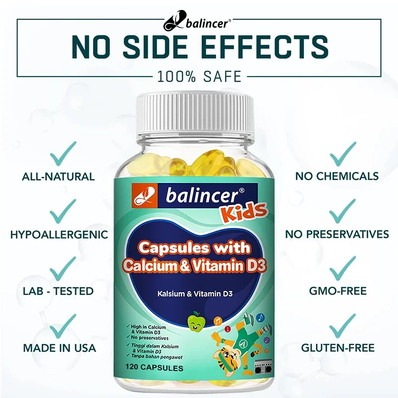 Bone Growth for All Ages Nanoscale Calcium Carbonate, Vitamins, Minerals and Essential Nutrients, Kids and Teens Grow Taller