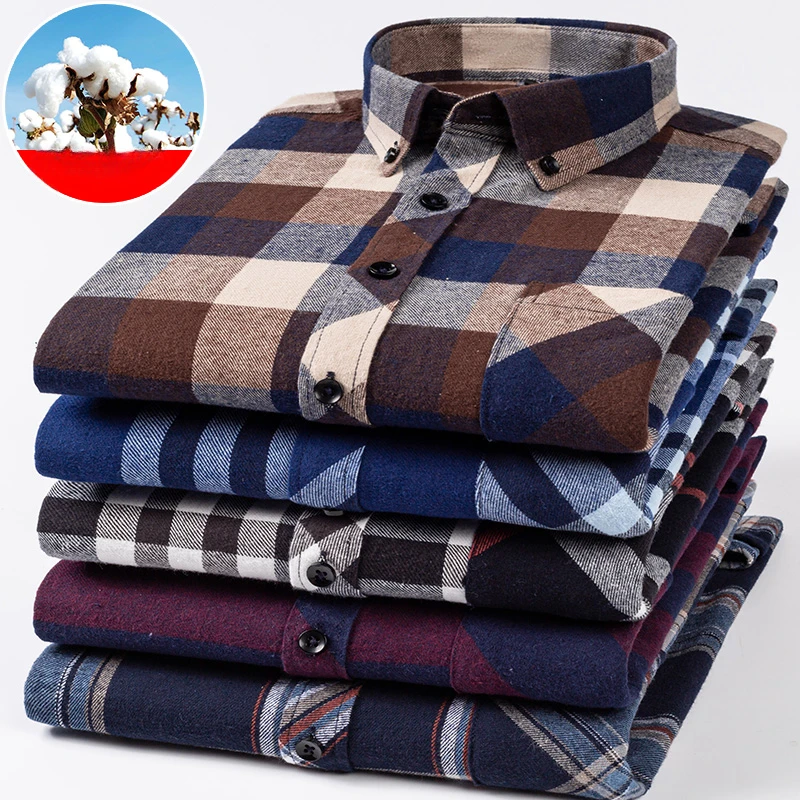 100%cotton plus size S to 6xl shirts for men vintage clothes long-sleeve slim fit formal plain shirt single pocket designer tops