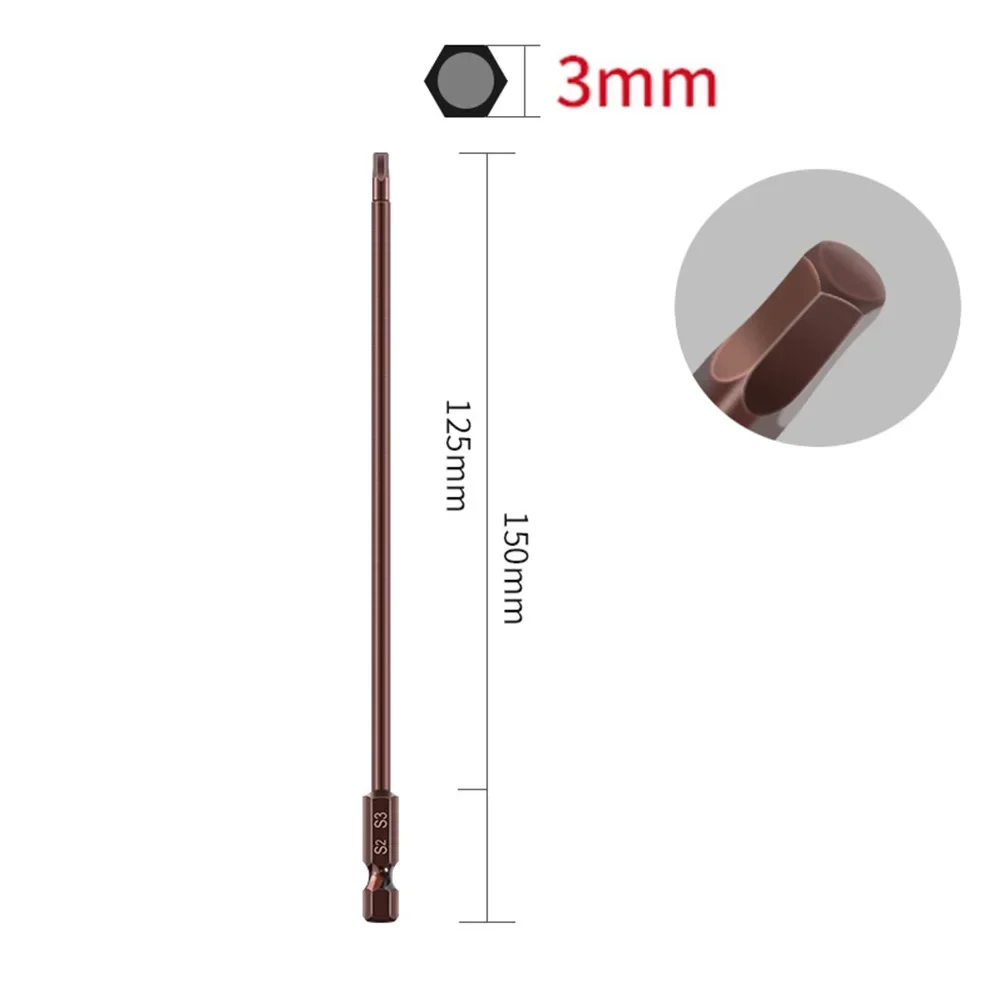 Screwdrivers Screwdriver Bit 150mm Alloy Steel H1.5-H6 Screwdriver Bits Wide Size Range Magnetic Hex Head Practical