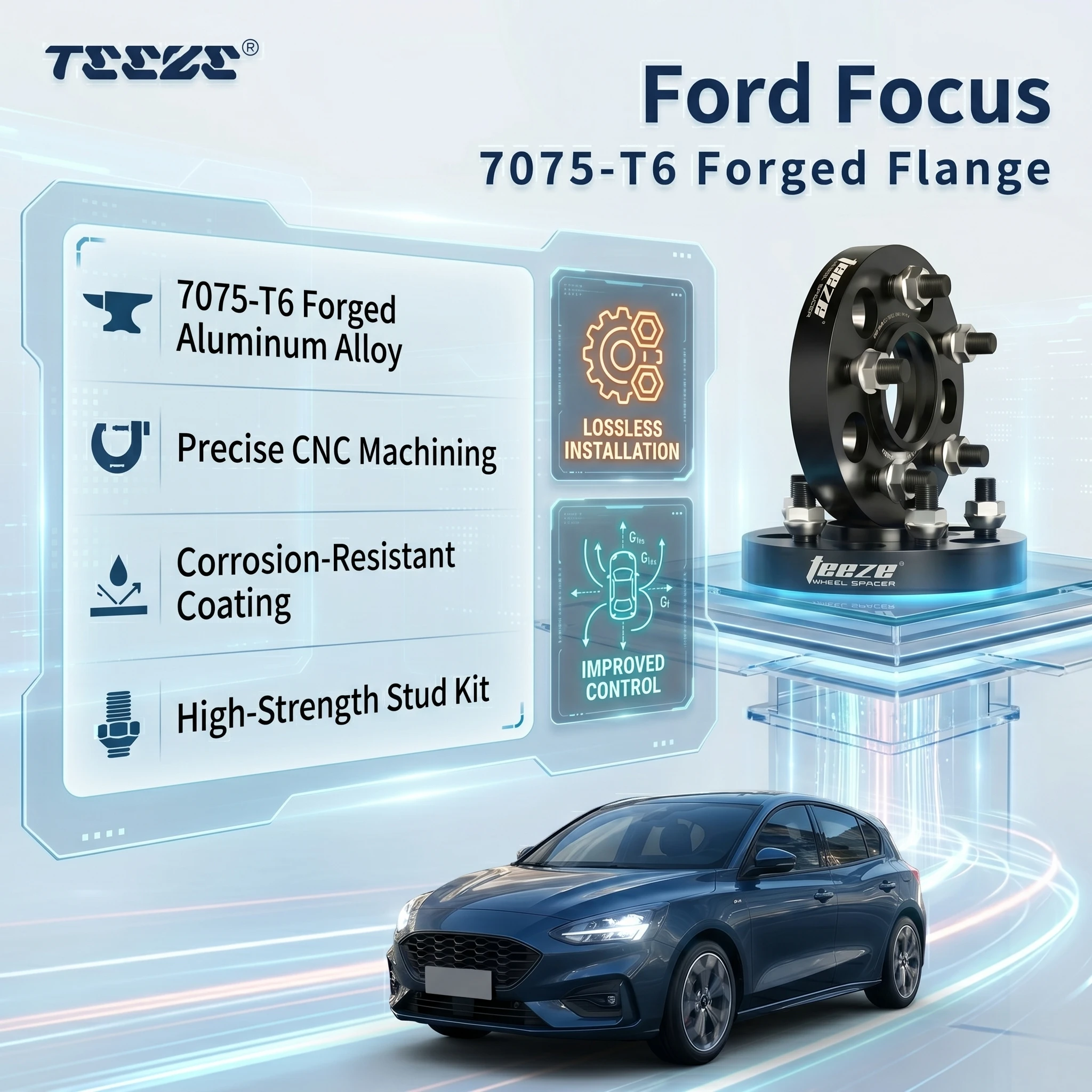 

Teeze 2/4pcs 5x108 CB 63.4 M12 x 1.5 Hub Centric Black Forged wheel spacer For Ford Focus/Focus RS Flange Plate15/20/25/30/35mm