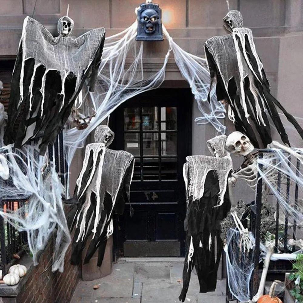 Neue Leuchtende Hängende Geister-Totenkopf-Dekoration Realistische Hof-Geisterfigur Halloween-Dekoration Horror-Party-Requisiten Atmosphäre