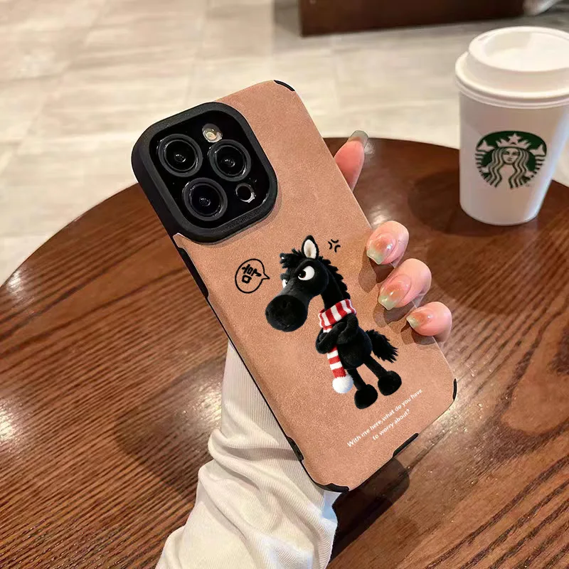 

2026 Year of the Horse Suede Case For iPhone 17PM 17Pro 16 15 Shockproof Soft Cover