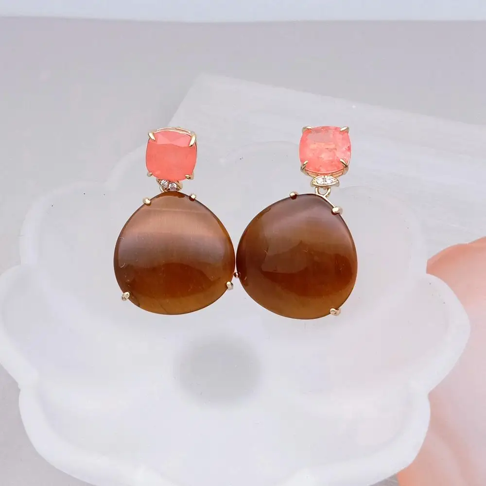 KKGEM 25mm Tiger Eye Drop Earrings Dangle Earring Women Women Jewelry