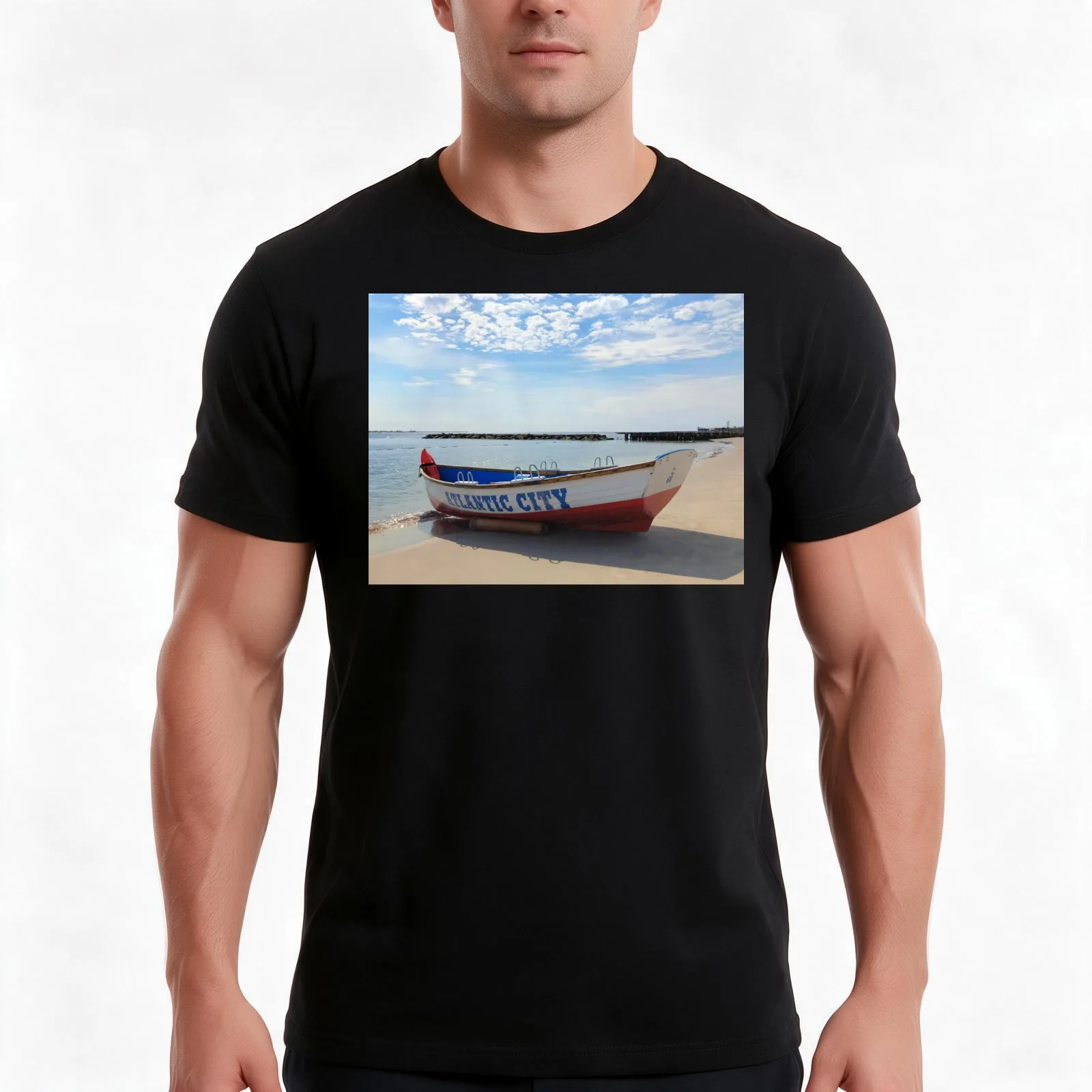 Atlantic City New Jersey Beach Day T-Shirt Summer Casual Cotton Tee Oversized Streetwear Tops Vintage Graphic Print