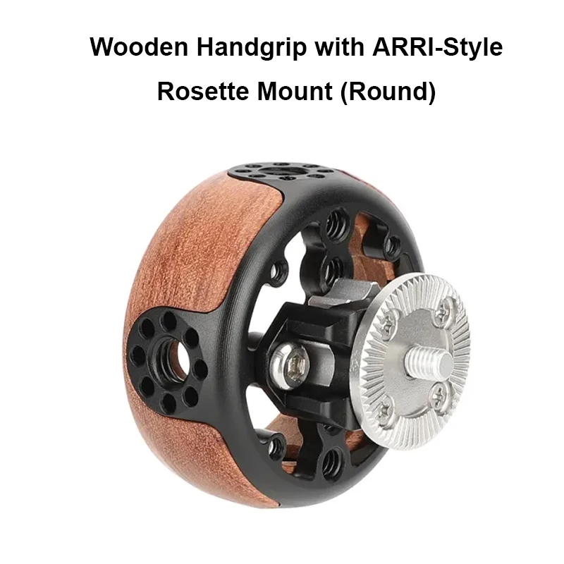 SZRIG Round Wooden Handgrip With ARRI-Style Rosette Mount M6 Male Light Weight Handgrip For DSLR Shoulder Rig Kit