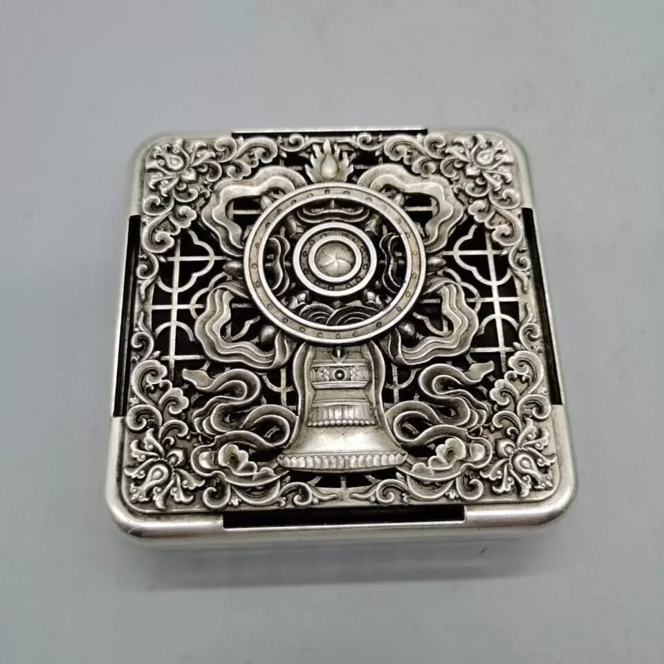 Antique Sterling Silver Ornate Etched Carving Incense Burner Aromatherapy Box