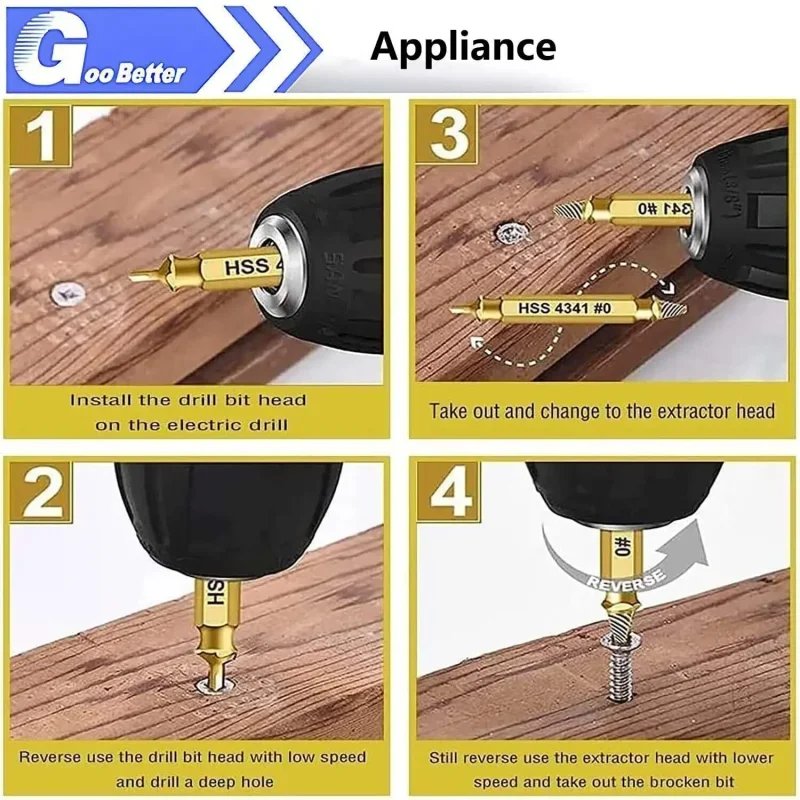 6 Stuks Beschadigd Tapeinduithalerset Boor Set Gestript Double Ended Gebroken Schroeven Bouten Stud Remover Sloop Kit