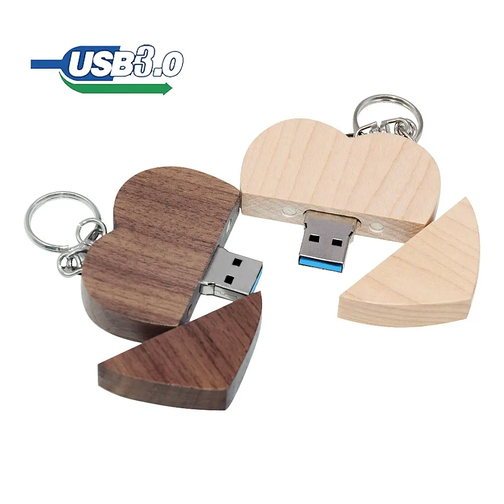 Wedding Love Wooden Gift Box USB 3.0 Flash Drive High Speed Pen Drive Maple Real Capacity Memory Stick 64GB 16GB 32GB