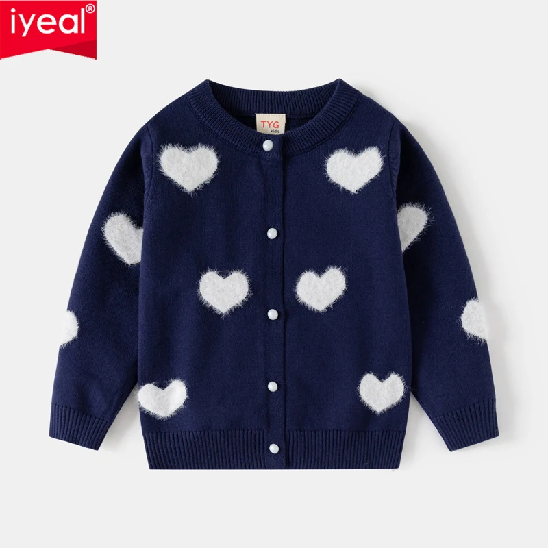 IYEAL Spring And Autumn Kids Girls Clothing Sweater Cardigan Jacket Baby Girl  Korean Version Bow Fashionable Knitted Sweater