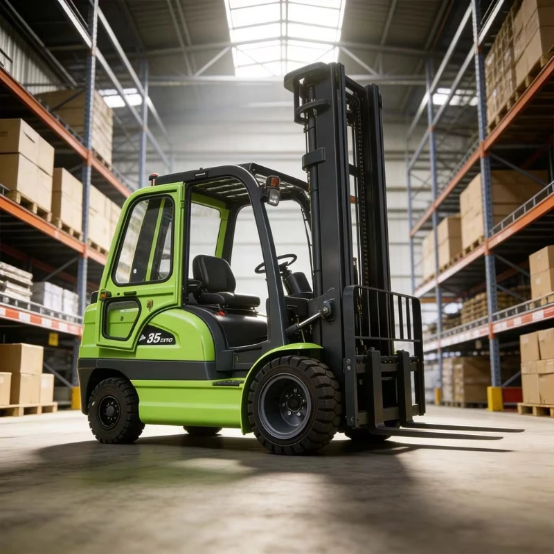 Compact 3/3.5 Ton 4 Wheel Lithium Electric Forklift Narrow Aisle Safe Practical Warehouse Storage Stacker Truck