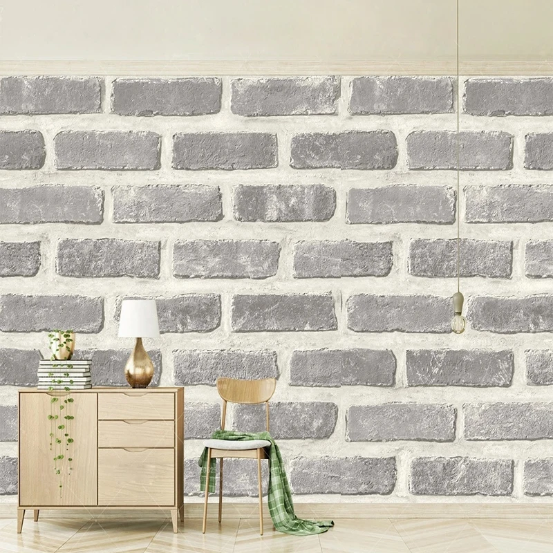 

Custom Size Retro Imitation Grey Brick Texture Wall Mural 3D Bedroom Living Room Wallpaper Vinyl Waterproof Sticker Home Decor