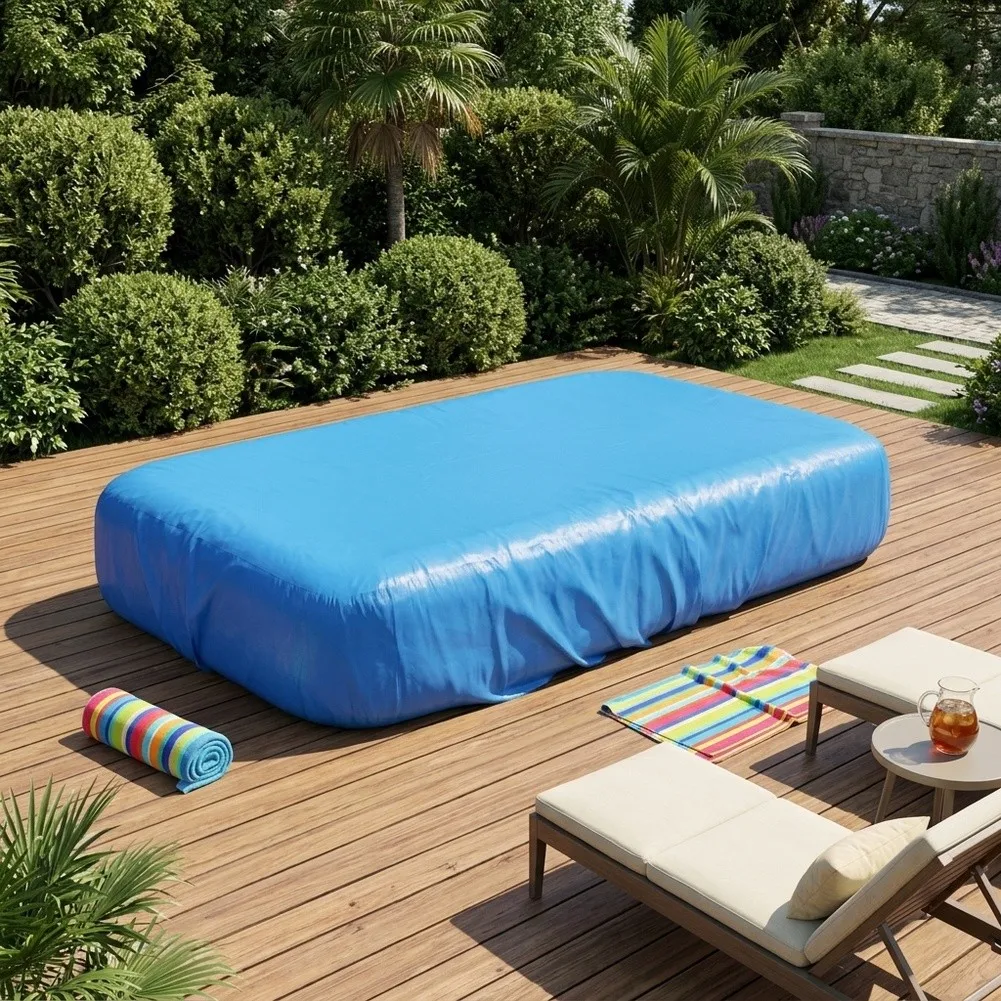 Weather Resistant Sheet Inflatable Pool Cover Leaf Blocking Function Large Coverage Design For 330x213cm Pools