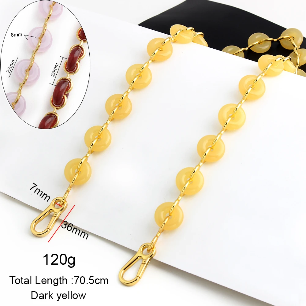 2/4/10PCS Multicolor Toal Length 70.5cm Wide 22mm Round Acrylic Chain Strap For Purse Shoulder Bags Strap Decorative Accessories