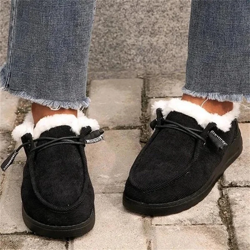 Women's Winter Boots 2022 Warm Plush Velvet Ankle Snow Boots Lace Up Soft Winter Sneakers Comfortable Cotton Shoes for Women