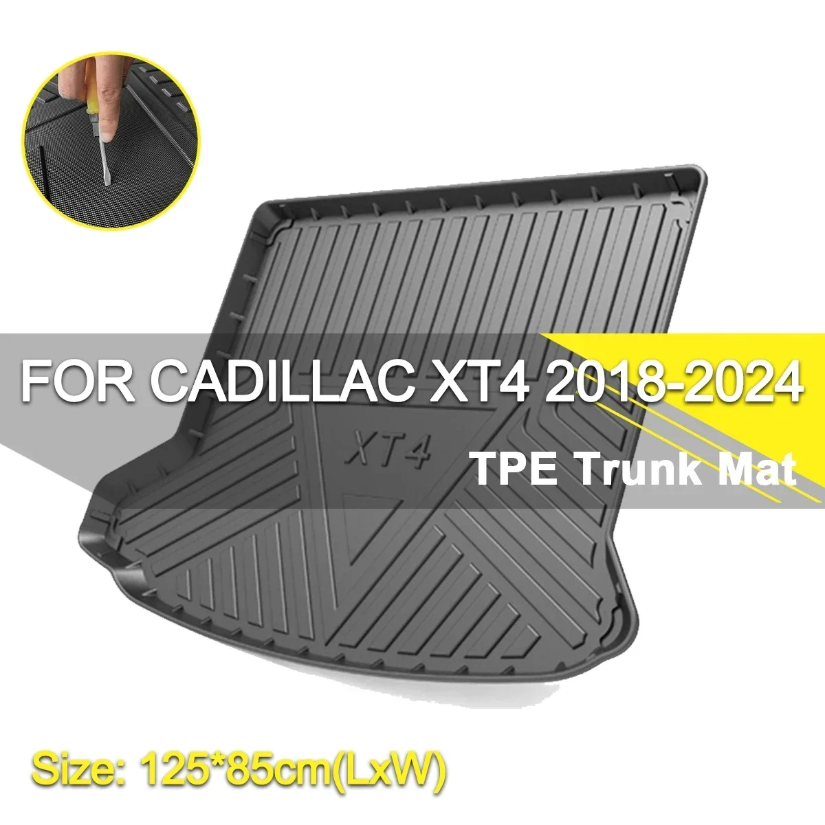 

Car Rear Trunk Cover Mat Waterproof Non-Slip Rubber TPE Cargo Liner Accessories For Cadillac XT4 2018-2024