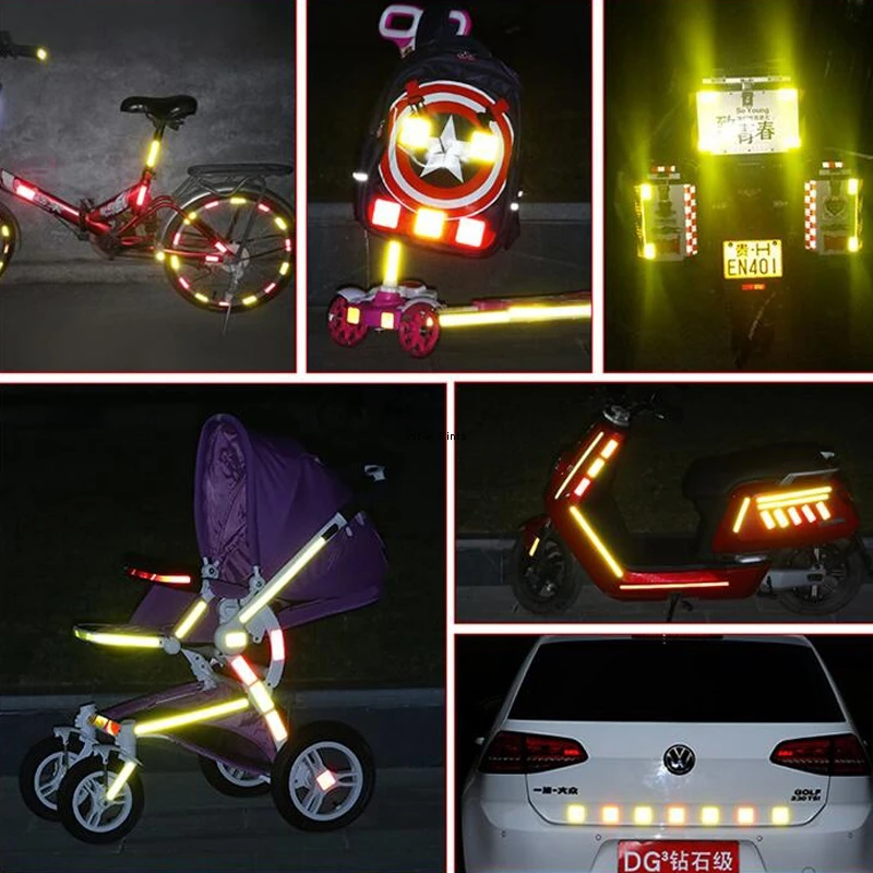 5cm*50M Shiny White Red Fluorescent Yellow Orange Reflective Car Sticker Outdoor Waterproof Warning Tapes Reflector Safety Strip