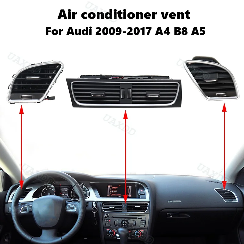 A/C Equipment 2Din Automotive AC Car For Audi 2009-2017 A4 B8 A5 Air Conditioning Vent Grille Assembly Nozzle Outlet Ventilation